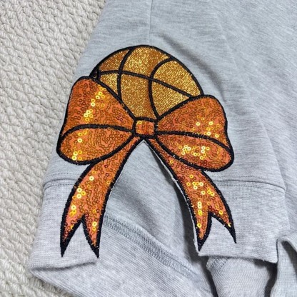 Personalized Sports Mom Sweatshirt Sequin Embroidery with Side Bows
