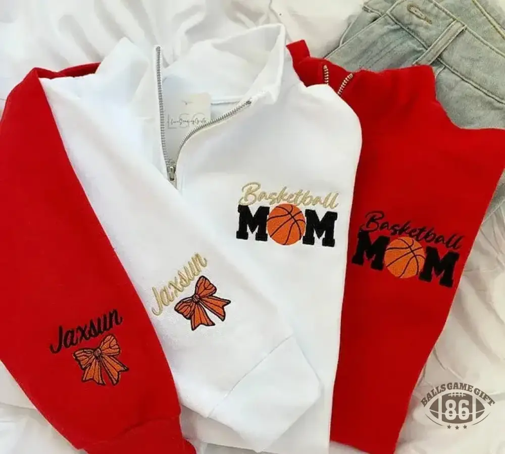 Personalized Basketball Mom Quarter Zip Sweater Gift for Team Mom Sweatshirt