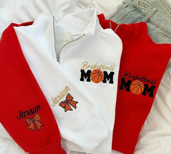 Personalized Basketball Mom Quarter Zip Sweater Gift for Team Mom Sweatshirt