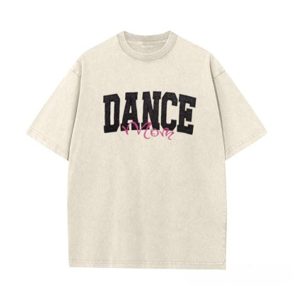 Proudstitch Personalized Custom Glitter Embroidered Dance Mom Washed T-Shirt