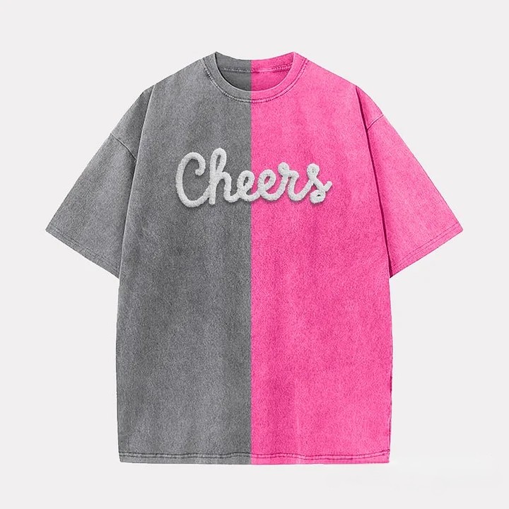 Personalized Chenille YARN EMBROIDERED Game Day Two Tone Washed T-shirt