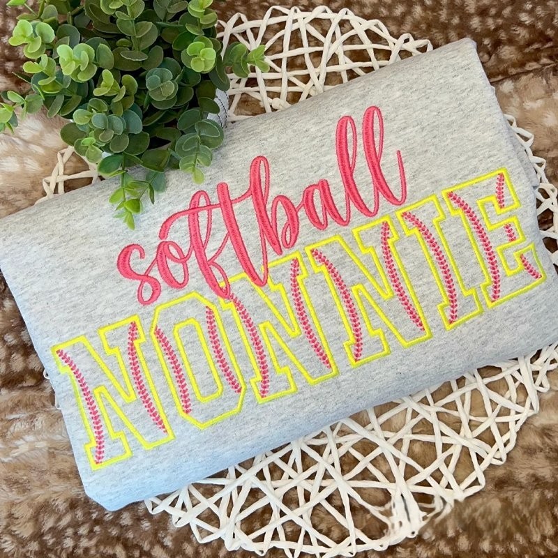 Proudstitch Softball Mama Embroidered Sweatshirt Softball Mom Hoodie Sweatshirt T-Shirt