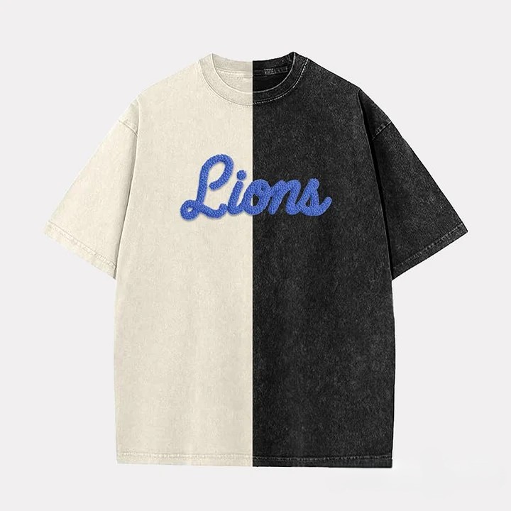 Personalized Chenille YARN EMBROIDERED Game Day Two Tone Washed T-shirt