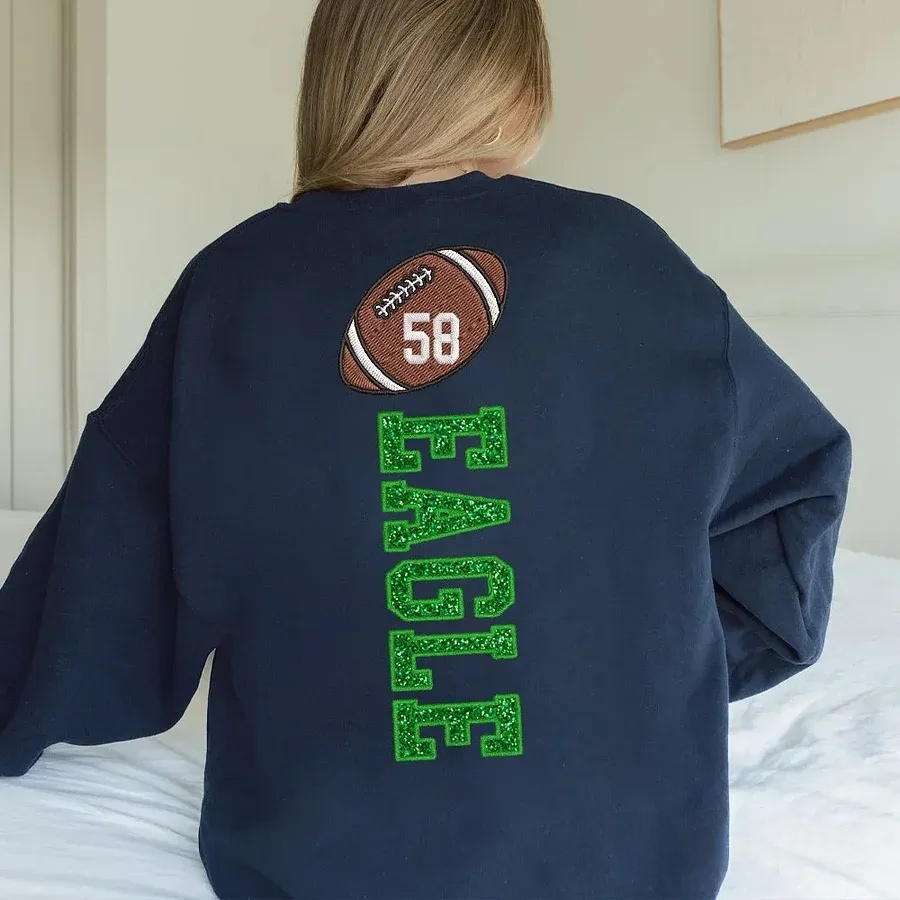 Football Mom Sweatshirt Personalized Glitter Embroidery Name or Team Name Sweatshirt | Mother's Day Gift