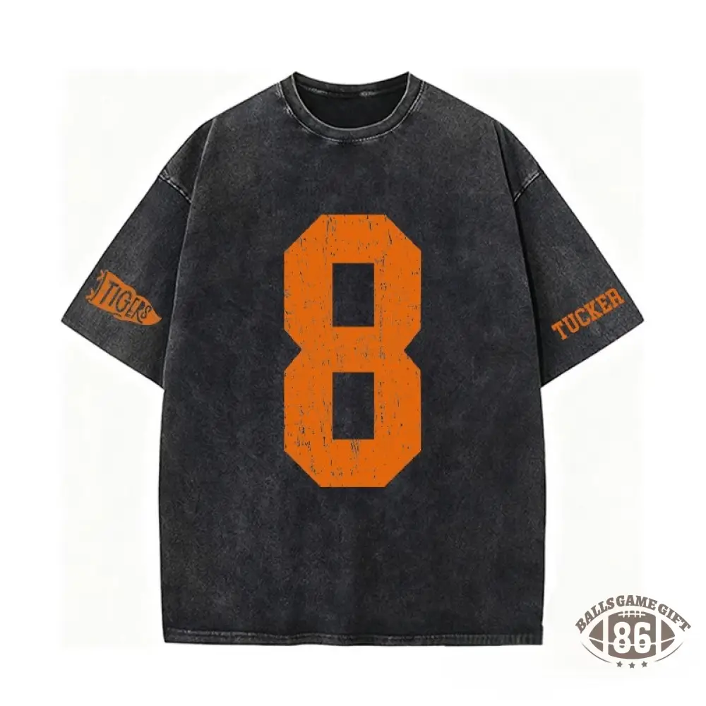 Proudstitch Custom Vintage Varsity Number or Letter Sport Team Washed T-Shirt