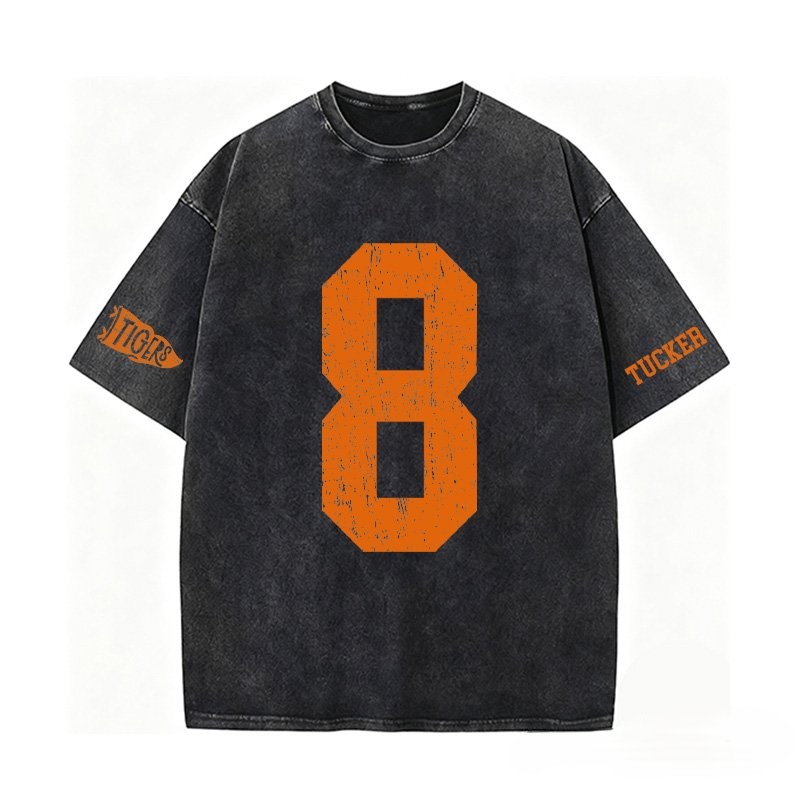 Custom Vintage Varsity Sport Team Number or Letter Washed T-Shirt Crewneck and Hoodie