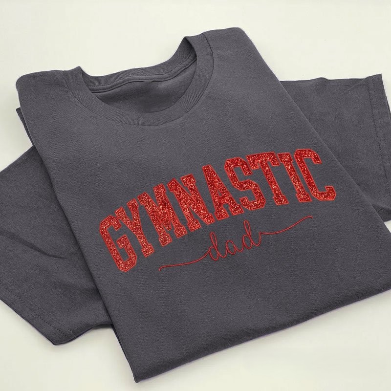 Proudstitch Personalized Custom Gymnastic Glitter Embroidery T-Shirt Gymnastic Family Gifts