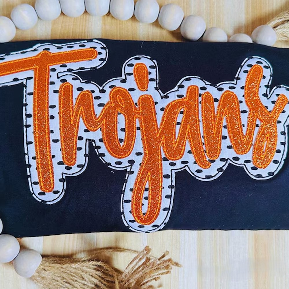 Personalized School Spirit  Applique Sweatshirt Glittered Applique Embroidery Team Name Apparel