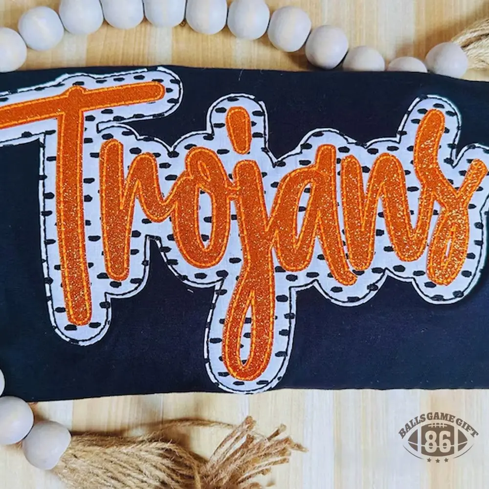 Personalized School Spirit  Applique Sweatshirt Glittered Applique Embroidery Team Name Apparel