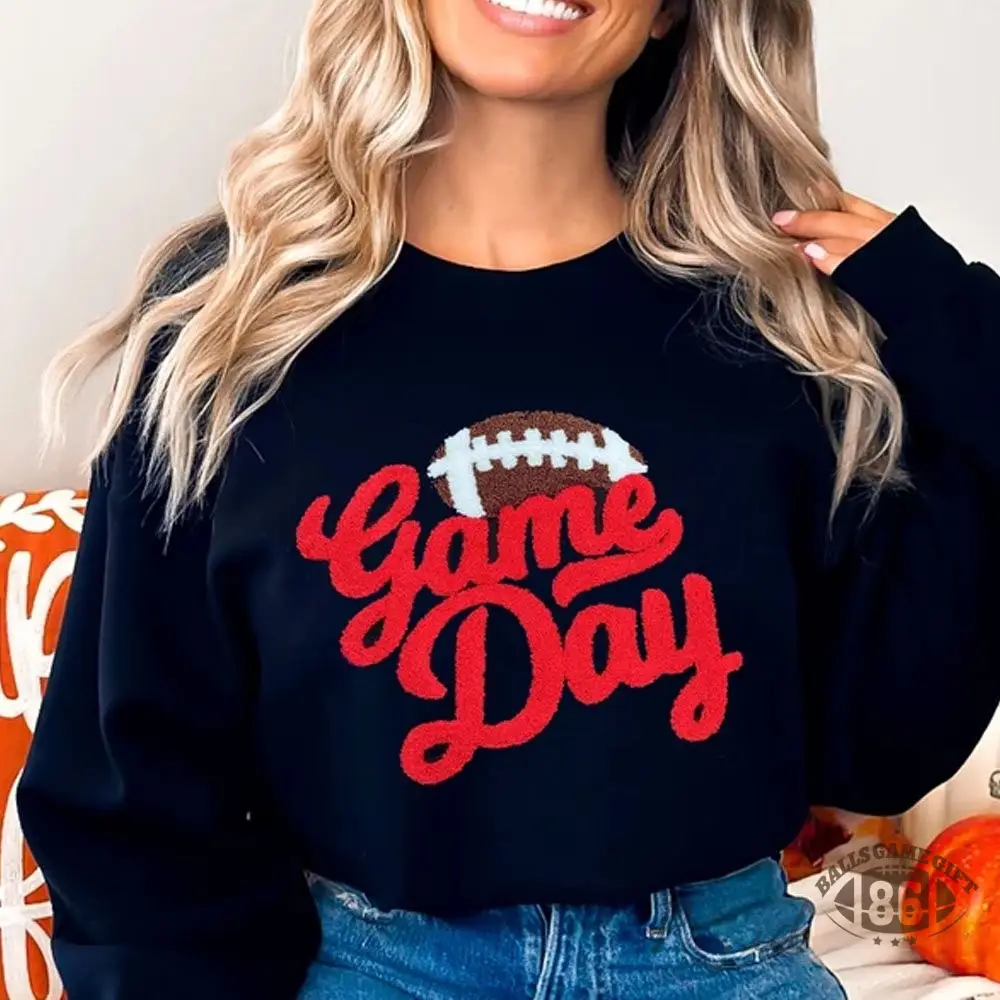 Game Day Football Chenille Patch Crewneck Sweatshirt