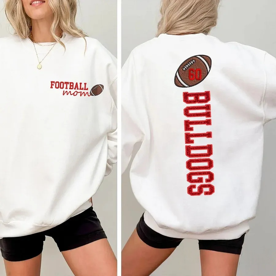 Football Mom Sweatshirt Personalized Glitter Embroidery Name or Team Name Sweatshirt | Mother's Day Gift