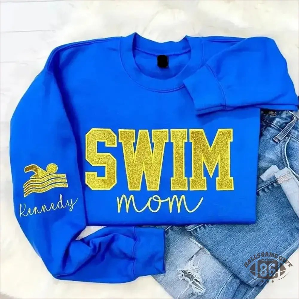 Personalized Embroidered Swim Mom T-shirt Sweatshirt or Hoodie Gift for Swim Mom | Gifts for Sports Mom