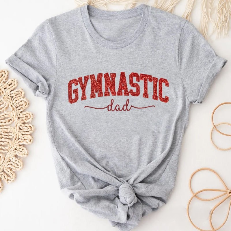 Proudstitch Personalized Custom Gymnastic Glitter Embroidery T-Shirt Gymnastic Family Gifts