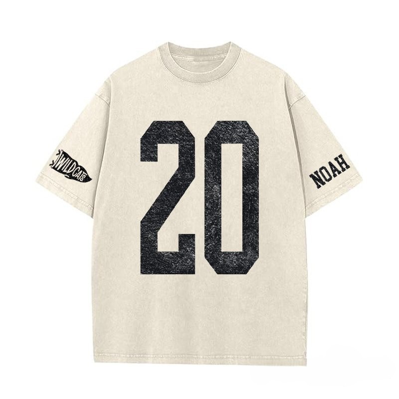 Proudstitch Custom Vintage Varsity Number or Letter Sport Team Washed T-Shirt