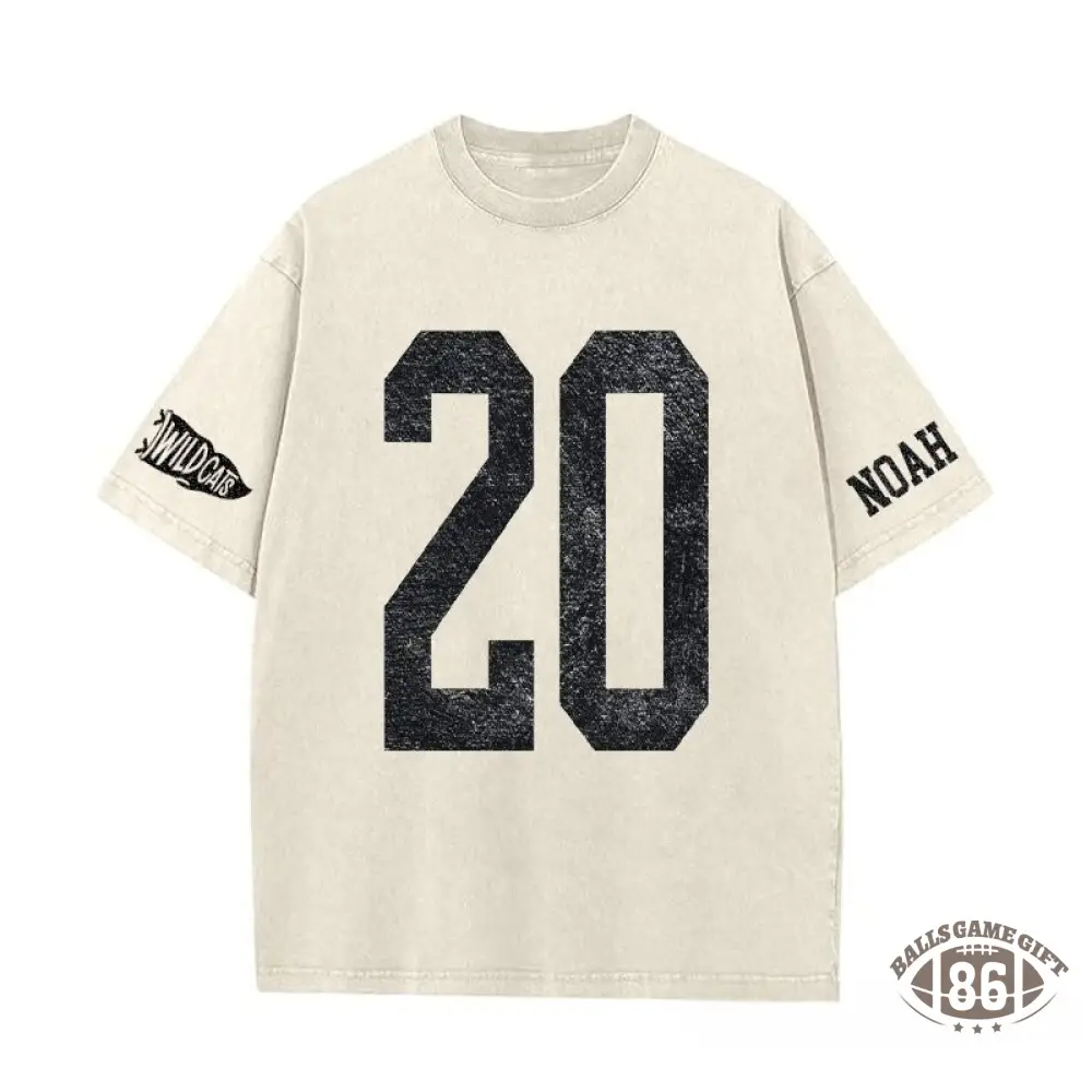 Proudstitch Custom Vintage Varsity Number or Letter Sport Team Washed T-Shirt