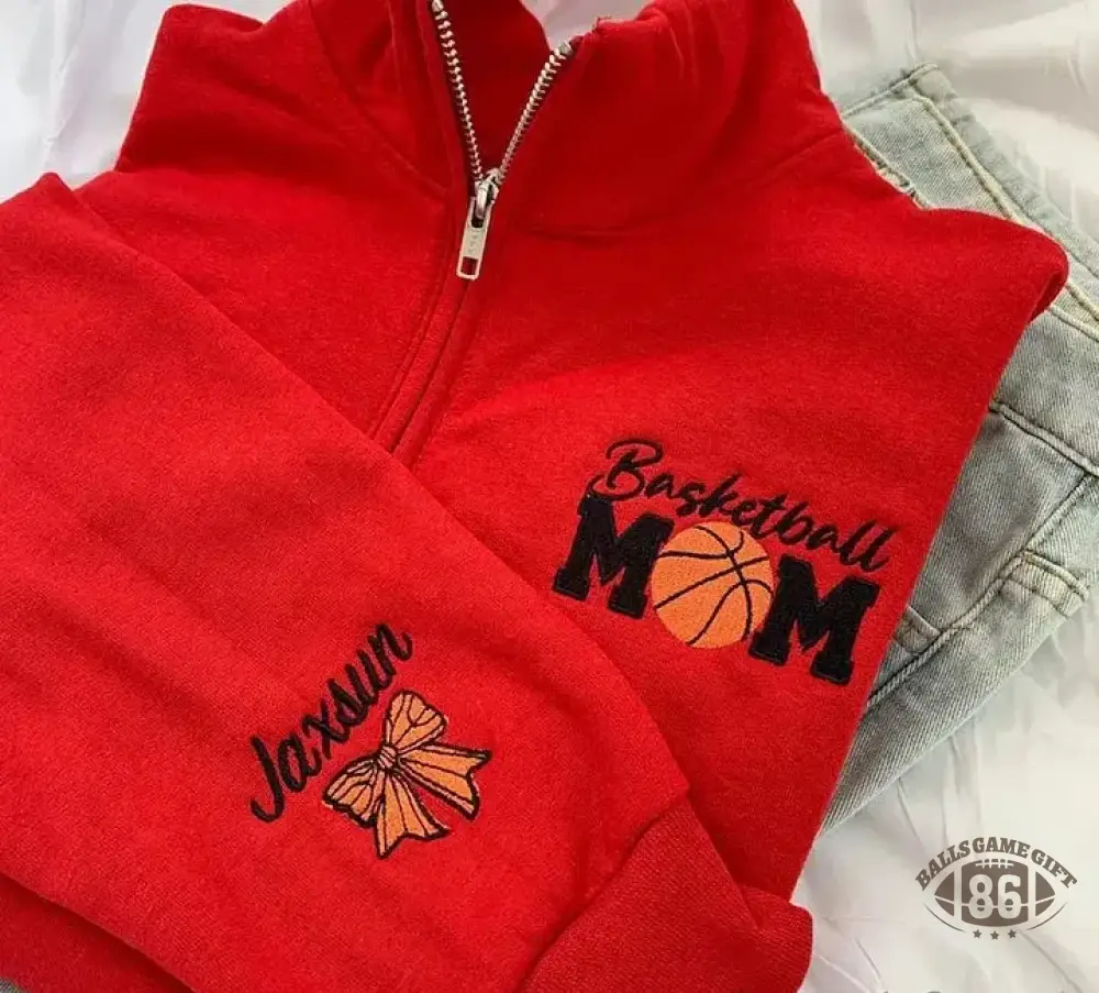 Personalized Basketball Mom Quarter Zip Sweater Gift for Team Mom Sweatshirt