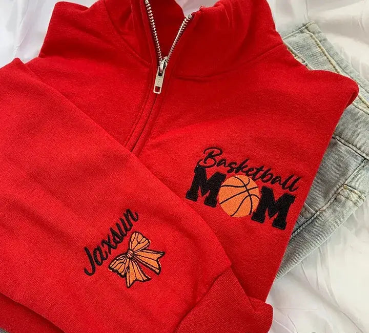 Personalized Basketball Mom Quarter Zip Sweater Gift for Team Mom Sweatshirt