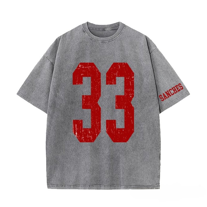 Proudstitch Custom Vintage Varsity Number or Letter Sport Team Washed T-Shirt
