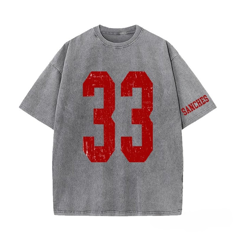 Custom Vintage Varsity Sport Team Number or Letter Washed T-Shirt Crewneck and Hoodie
