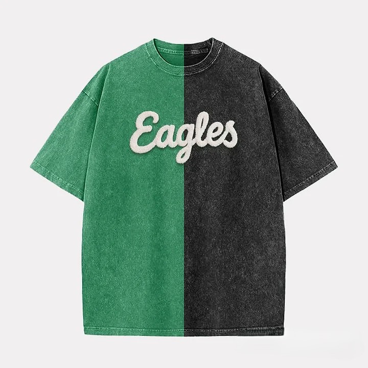 Personalized Chenille YARN EMBROIDERED Game Day Two Tone Washed T-shirt