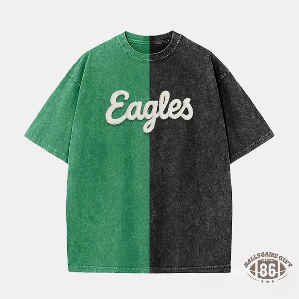 Personalized Chenille YARN EMBROIDERED Game Day Two Tone Washed T-shirt