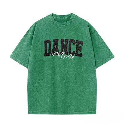 Proudstitch Personalized Custom Glitter Embroidered Dance Mom Washed T-Shirt