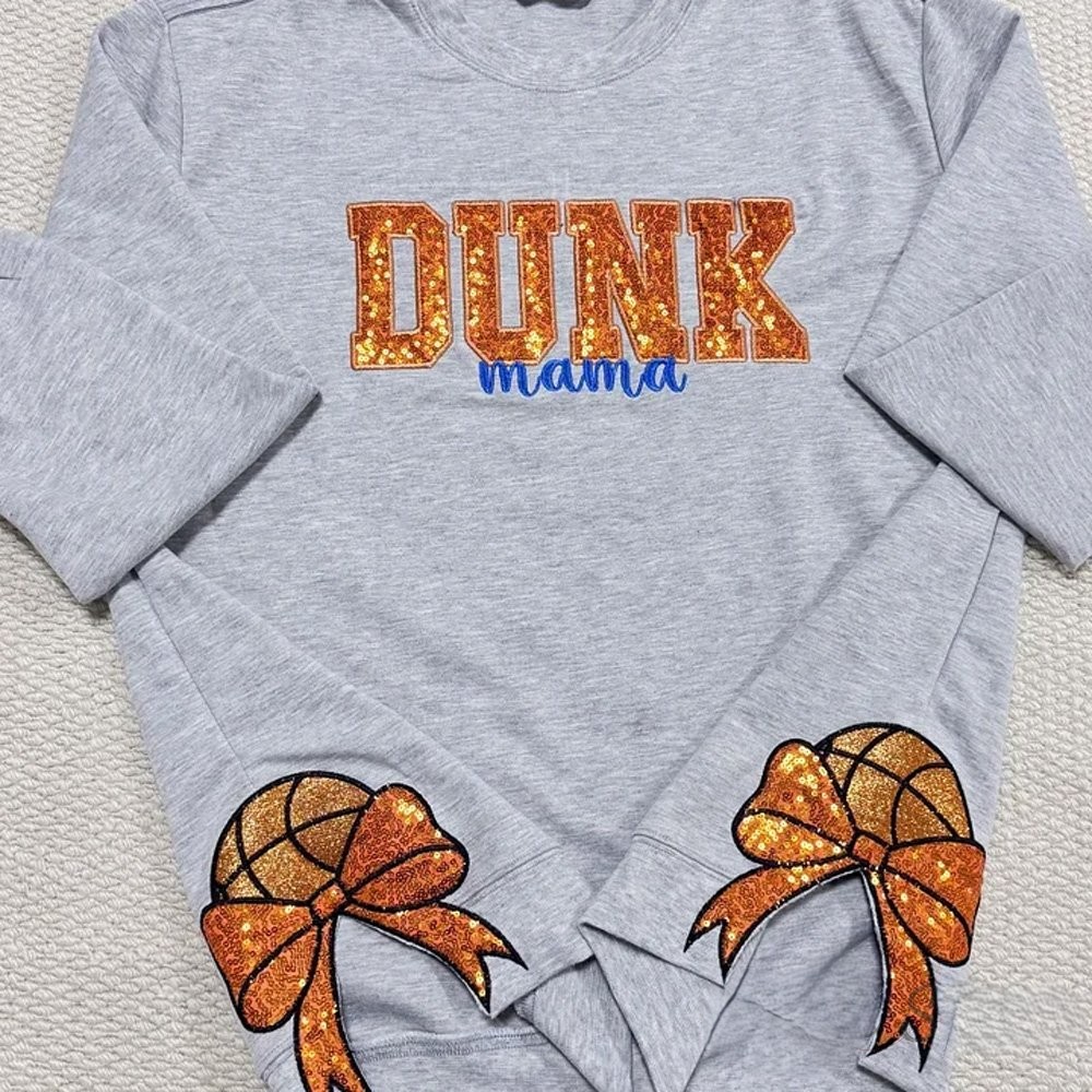 Personalized Sports Mom Sweatshirt Sequin Embroidery with Side Bows