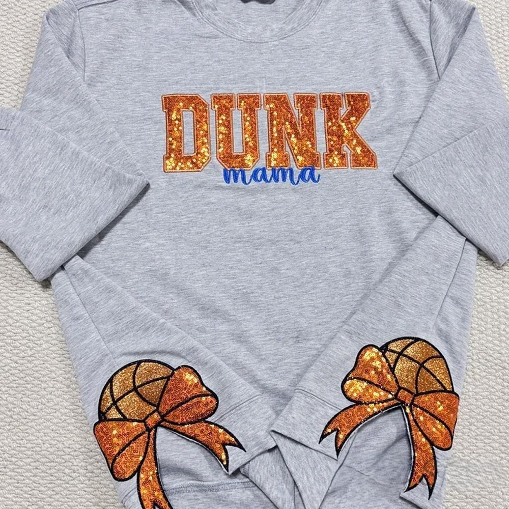 Personalized Sports Mom Sweatshirt Sequin Embroidery with Side Bows