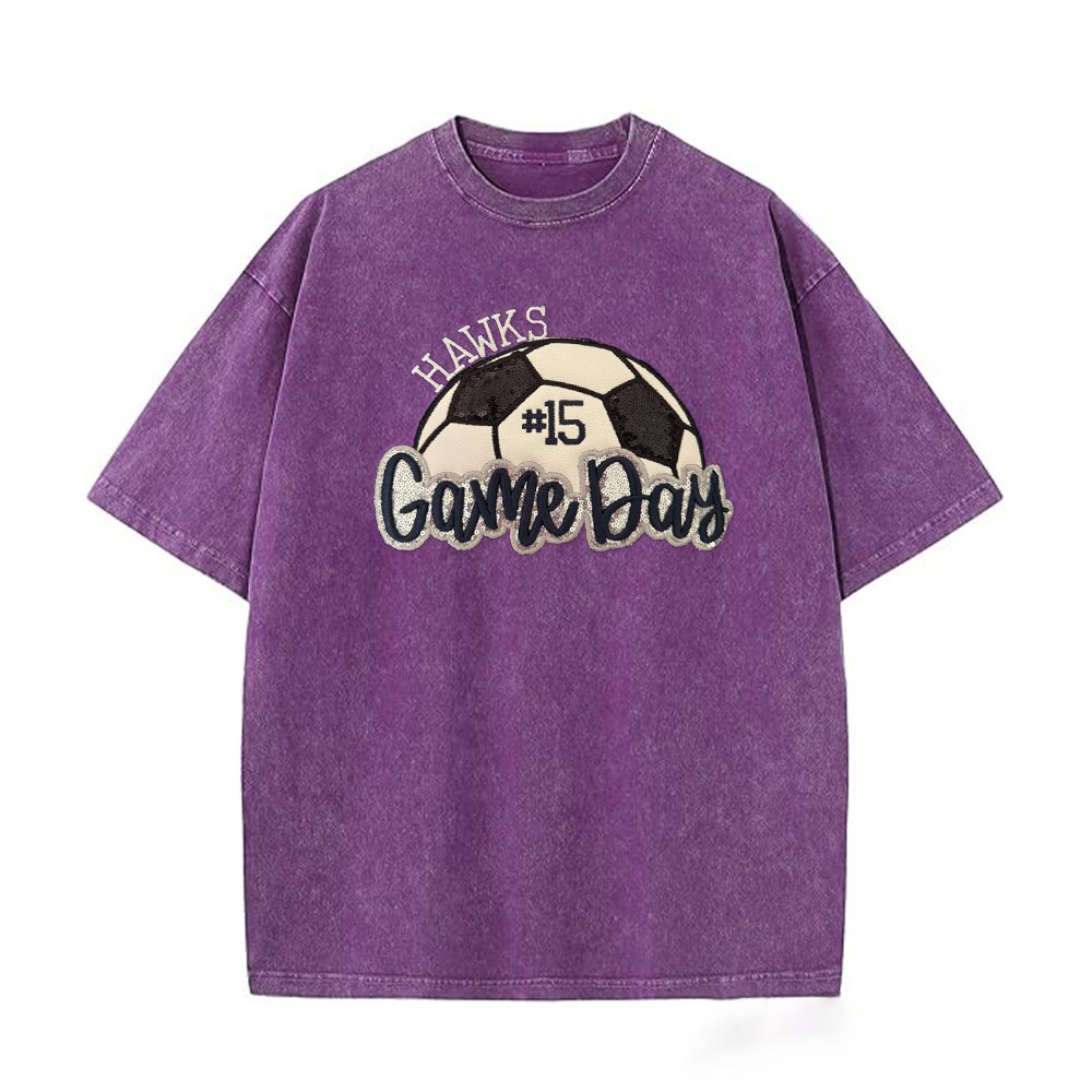 Proudstitch Soccer Game Day Washed T-Shirt Sequin Soccer Side Bow