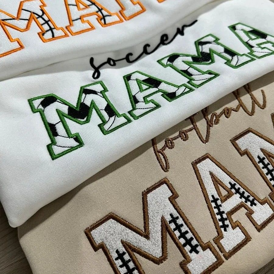 Embroidered Sport Mama Crewneck Sweatshirt Gifts for Sports Mom