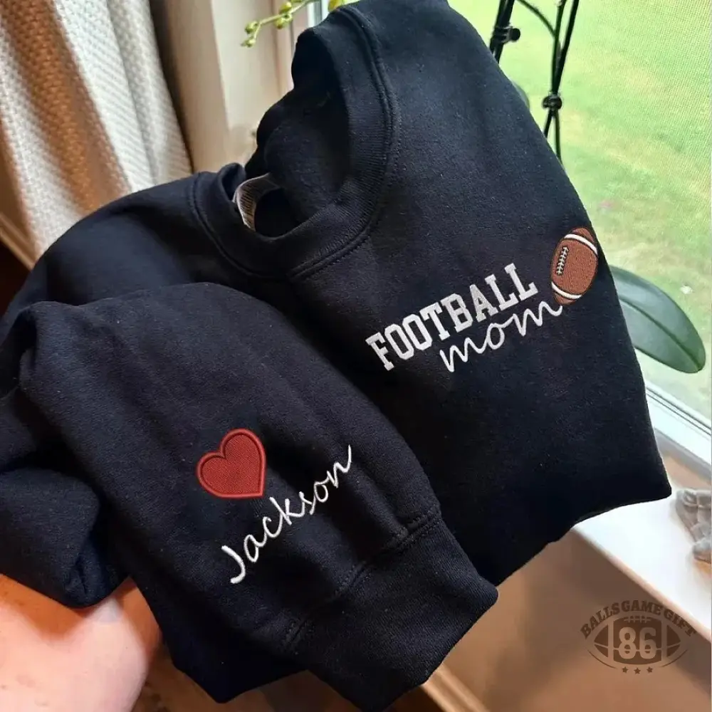 Football Mom Sweatshirt Personalized Glitter Embroidery Name or Team Name Sweatshirt | Mother's Day Gift