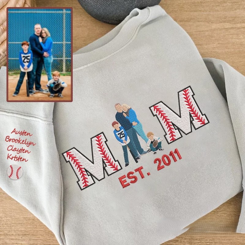 Proudstitch Embroidered Baseball Mom or Dad with Personalized Photo Baseball Mom Dad Sweatshirt