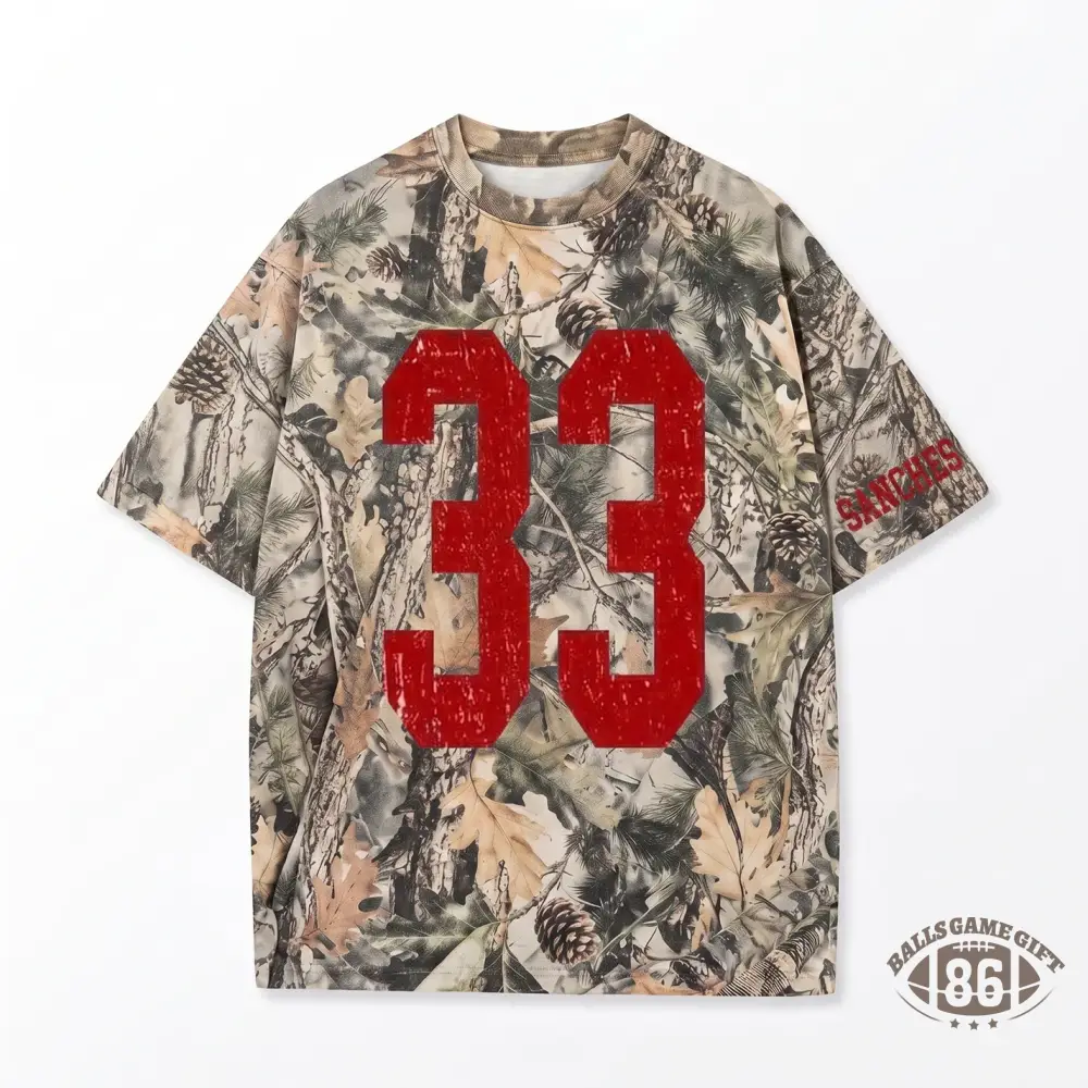 Women Camo Vintage Distressed Number Letter Print Sweatshirt, Oversized Short Sleeve T‑Shirt