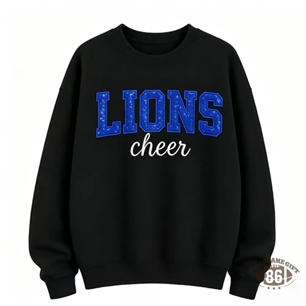 Women Cheer Team Name Embroidered Sequin Cheerleading Oversized Crewneck Sweatshirt Top