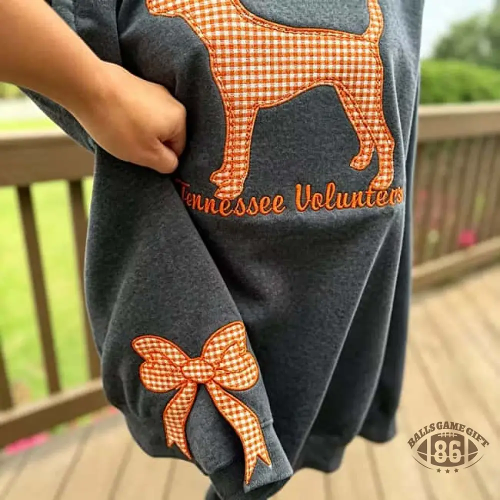 Women's Team Spirit Cute Appliqué Sweatshirt Side Bow Game Day Sweatshirt Crewneck