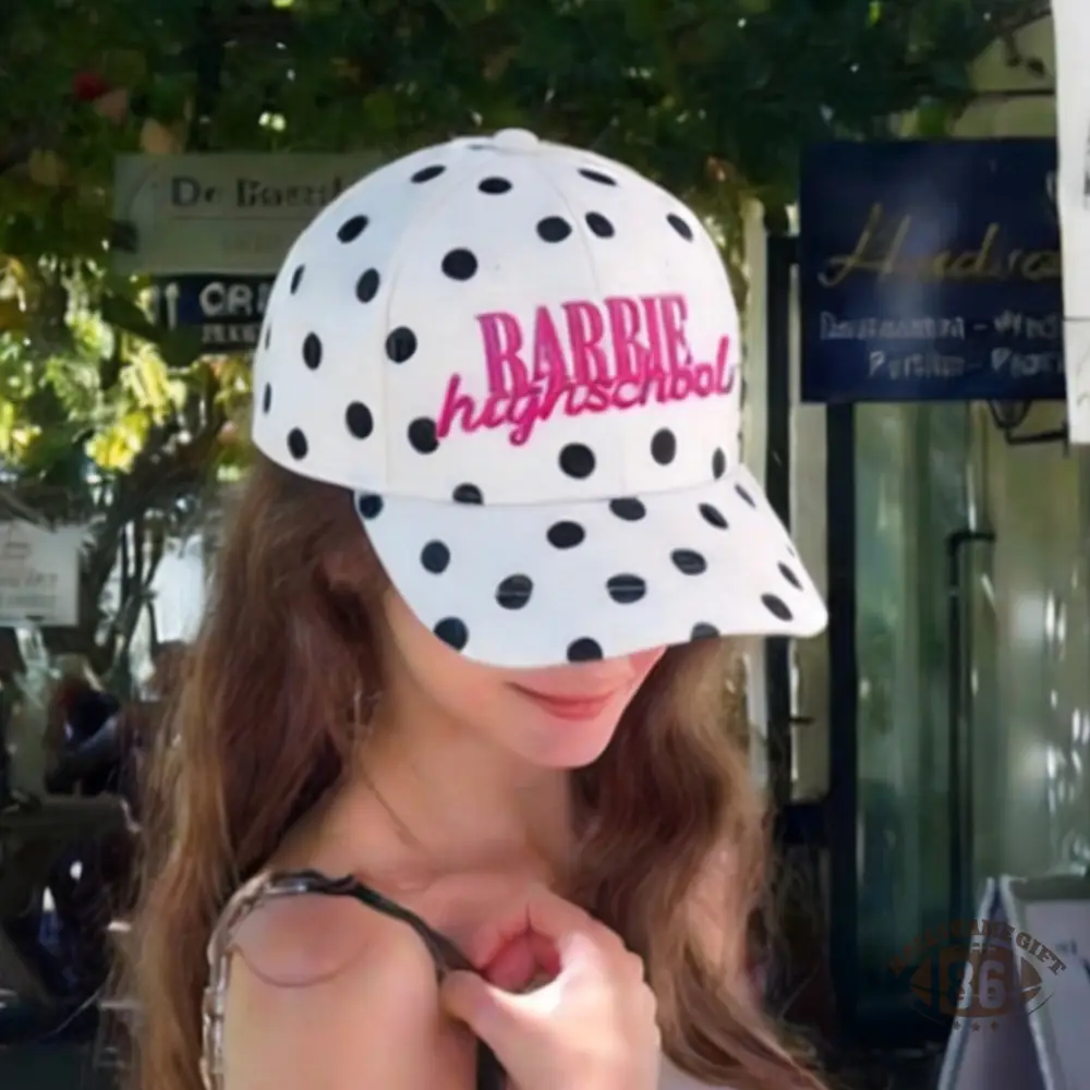 Y2K Polka Dot Embroidered Baseball Cap, Custom Varsity Letter Snapback Hat