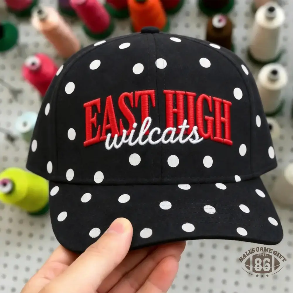 Y2K Polka Dot Embroidered Baseball Cap, Custom Varsity Letter Snapback Hat