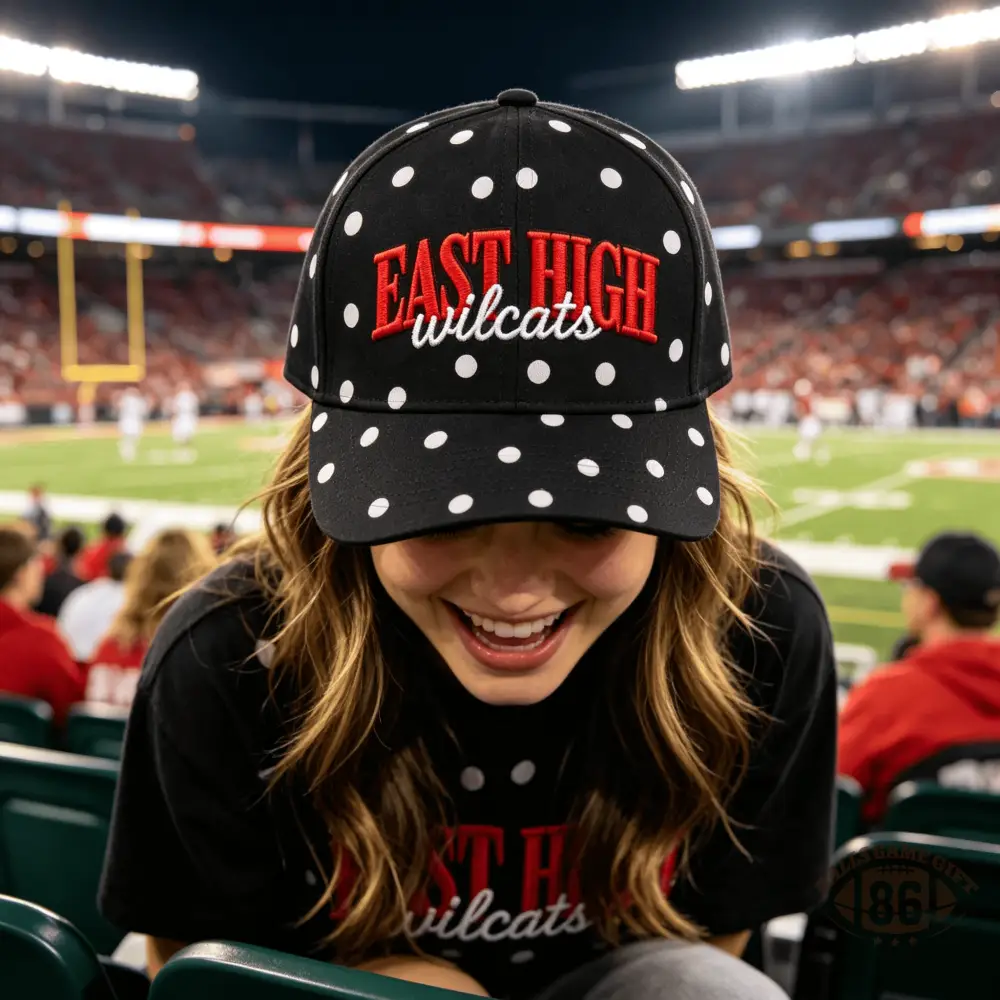 Y2K Polka Dot Embroidered Baseball Cap, Custom Varsity Letter Snapback Hat