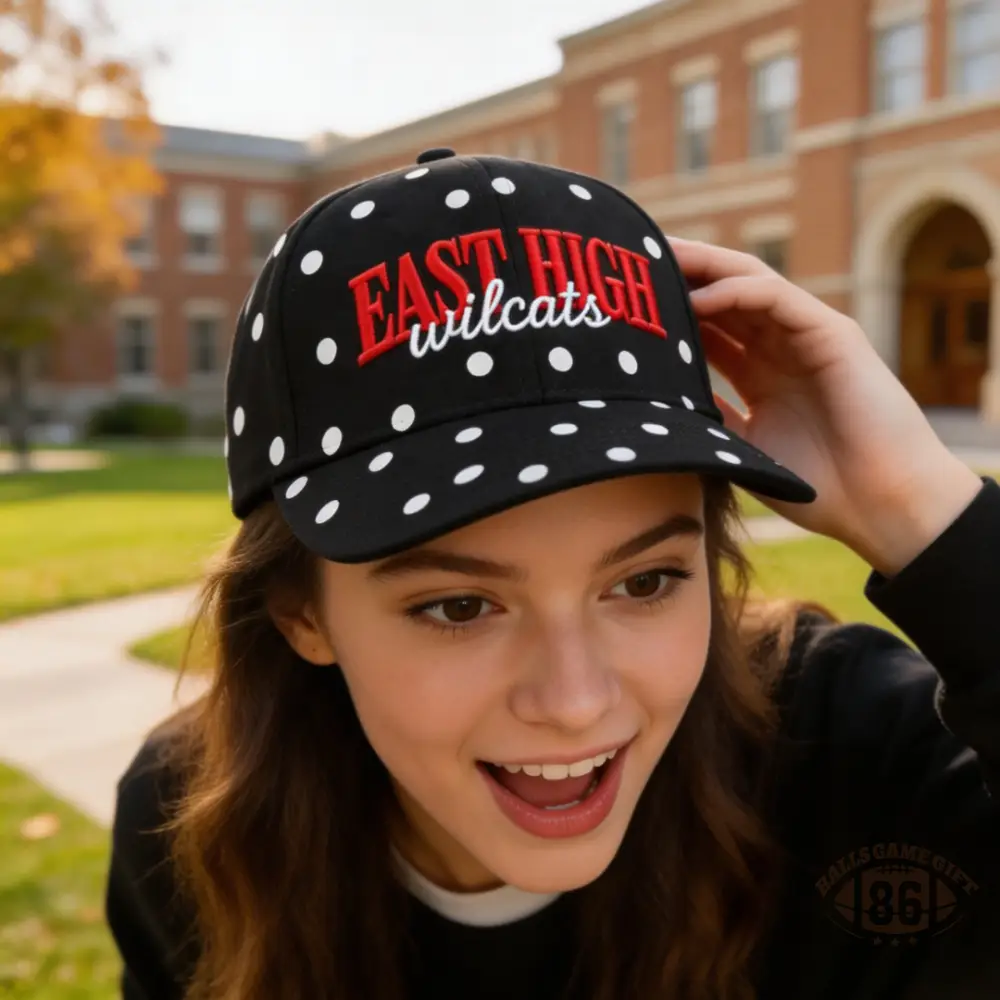 Y2K Polka Dot Embroidered Baseball Cap, Custom Varsity Letter Snapback Hat
