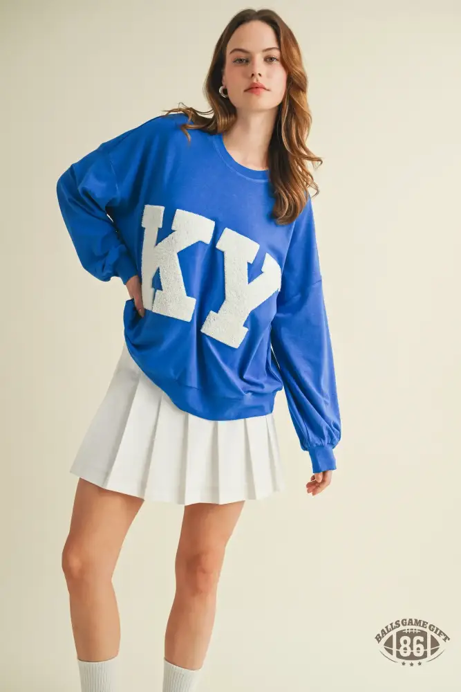 Y2K Style KY Oversized Appliqué Crewneck Sweatshirt