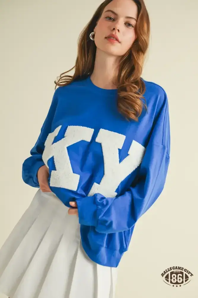Y2K Style KY Oversized Appliqué Crewneck Sweatshirt