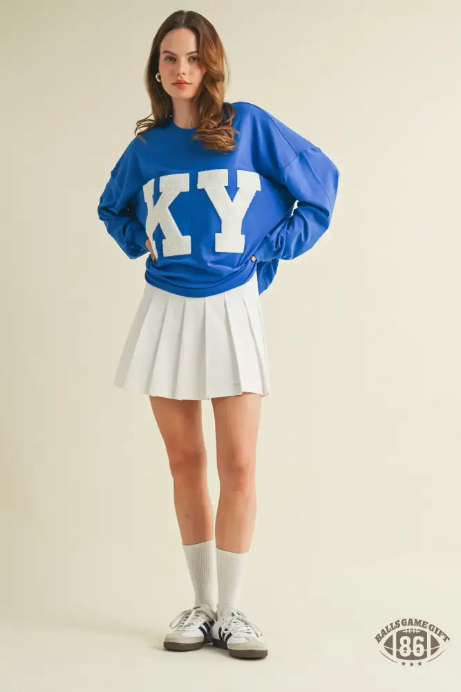 Y2K Style KY Oversized Appliqué Crewneck Sweatshirt