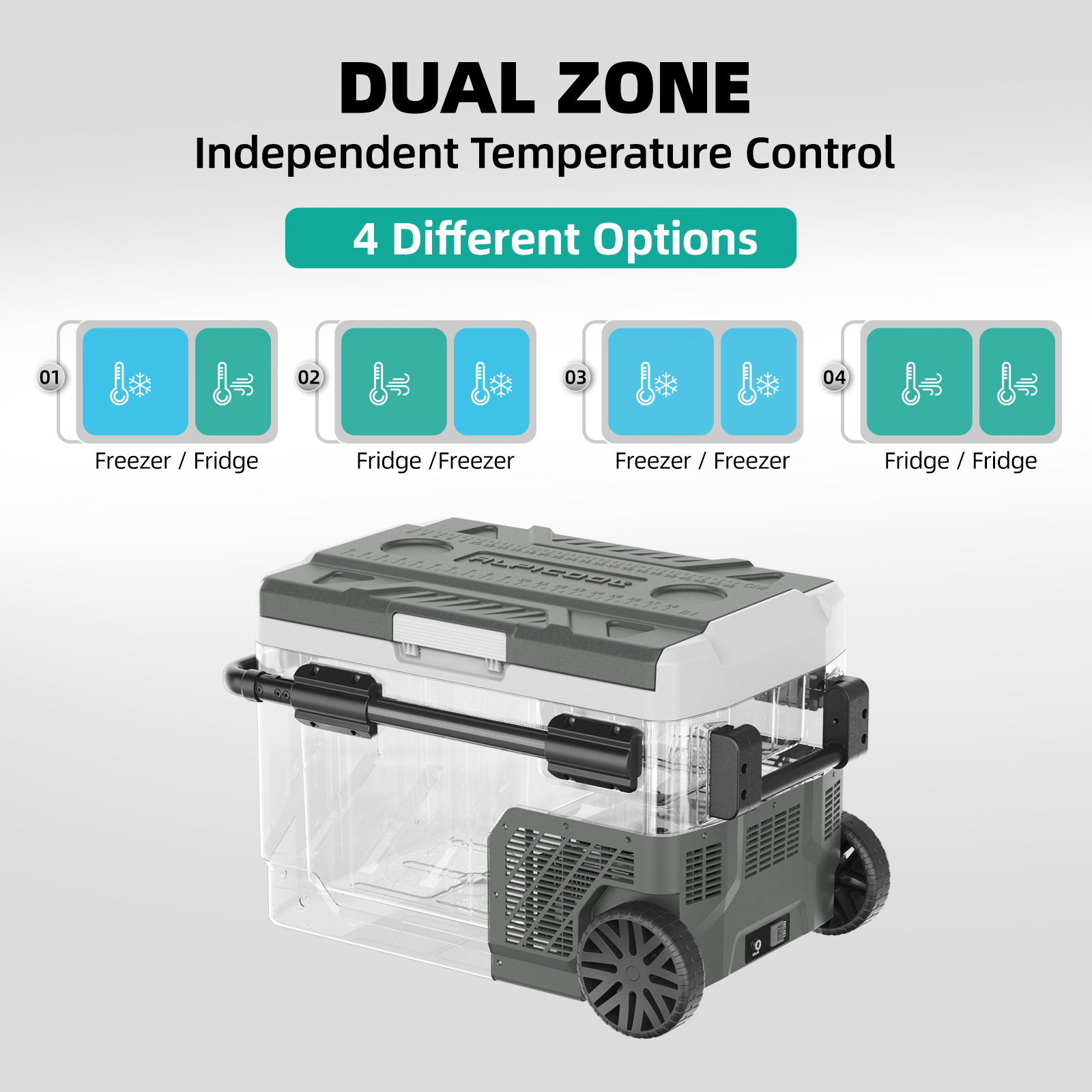 ALPICOOL ZGW51 Dual Zone 52 Quart 12V/24V Refrigerator Portable Fridge Freezer -Alpicool Official