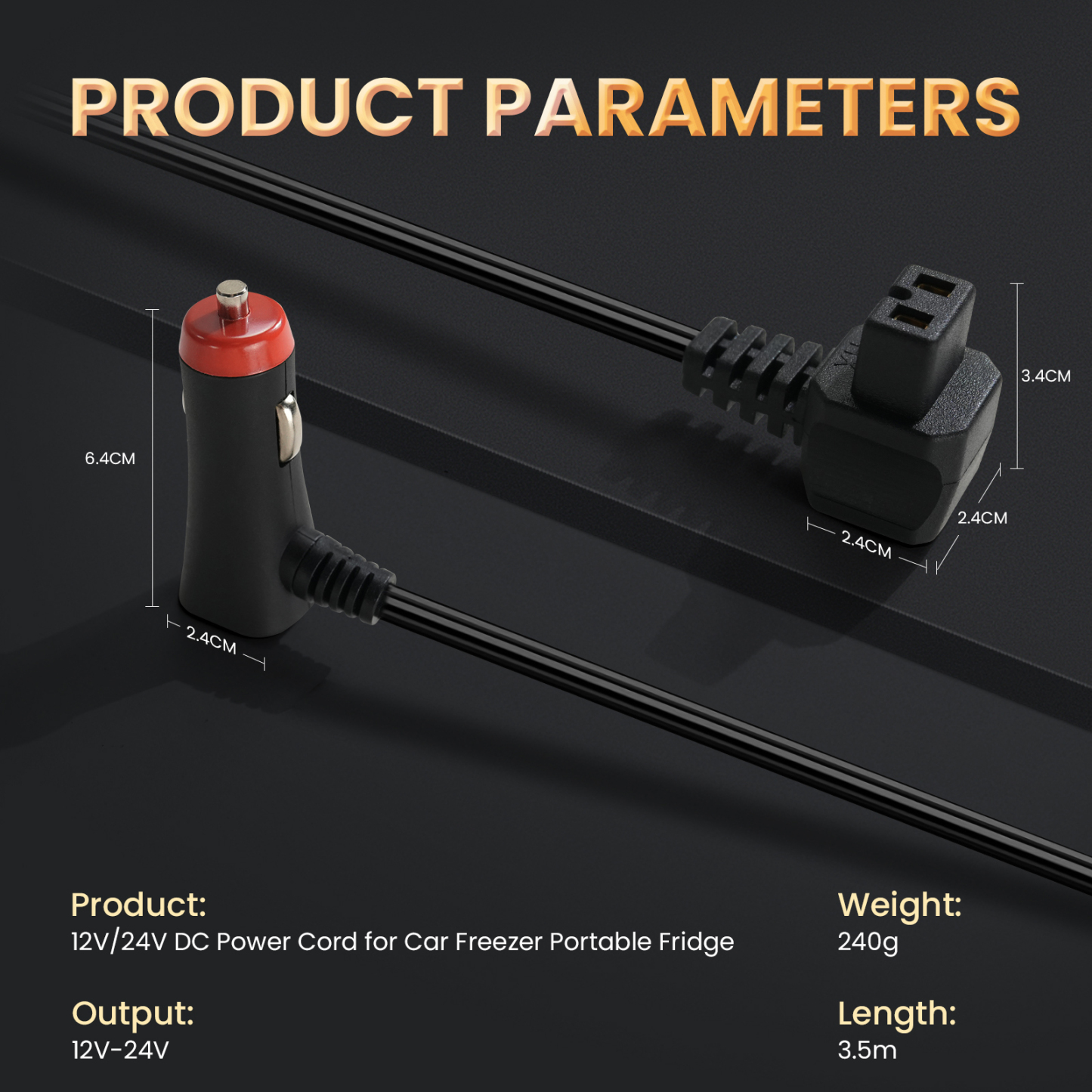 Alpicool 12V/24V DC Power Cord for Car Freezer Portable Fridge