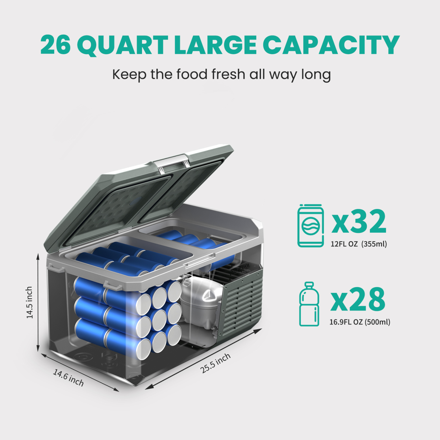 ALPICOOL QX20 Dual Zone 26QT 12V/24V Portable Refrigerator-Alpicool Official