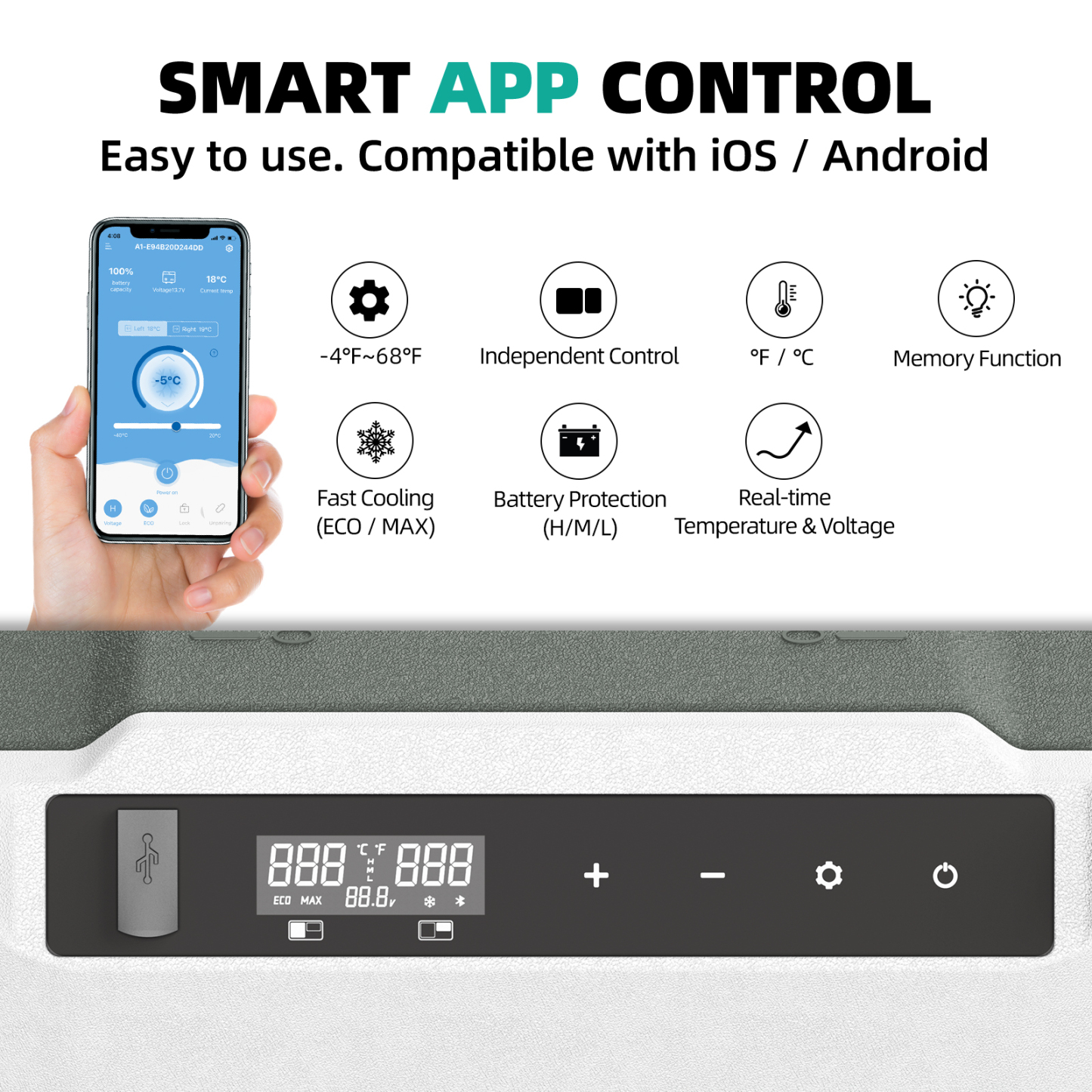 ALPICOOL ZGW51 Dual Zone APP Control 52 Quart 12V/24V Refrigerator Portable Fridge Freezer -Alpicool Official