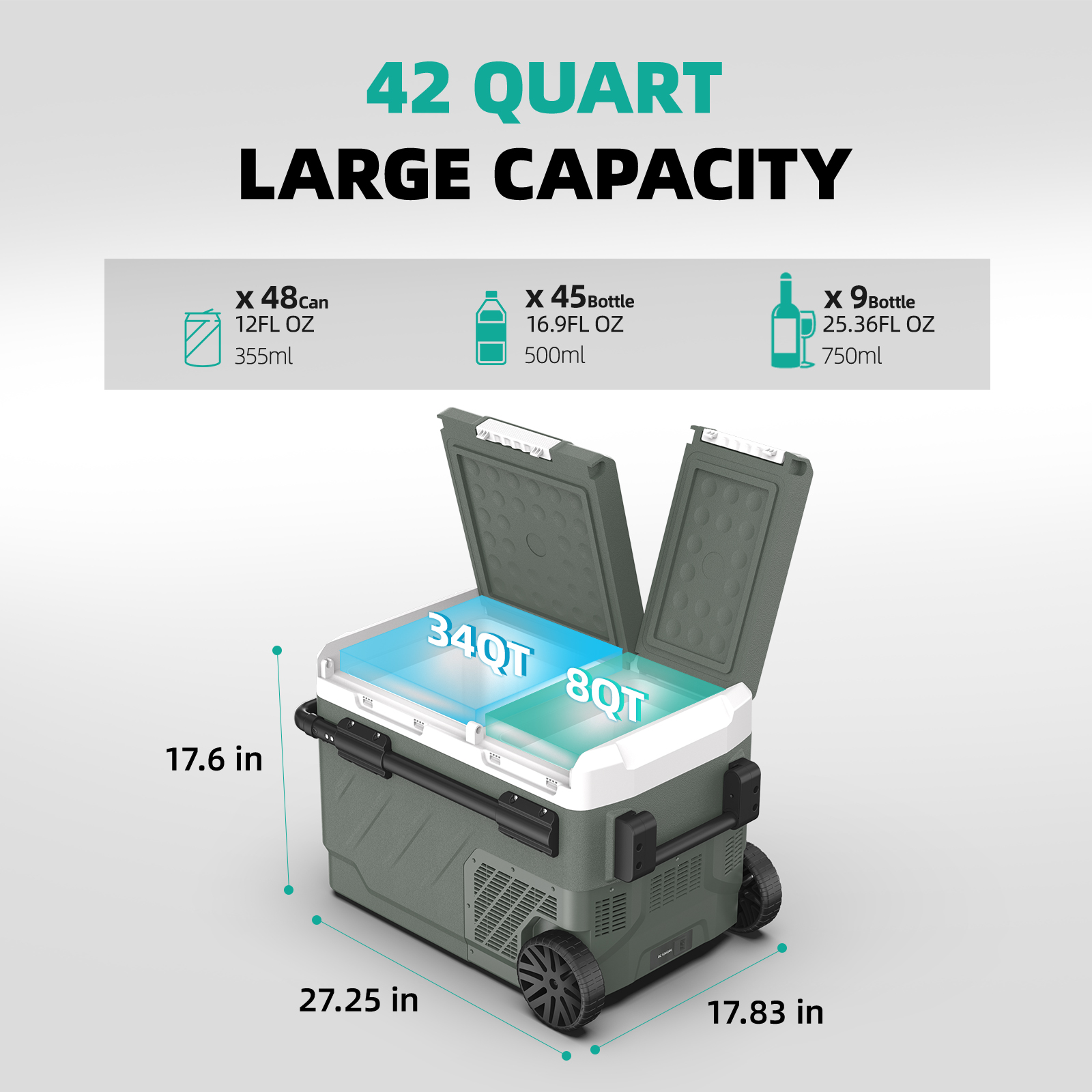 ALPICOOL ZAW40 42QT Dual Zone Portable Fridge Car Freezer -Alpicool Official