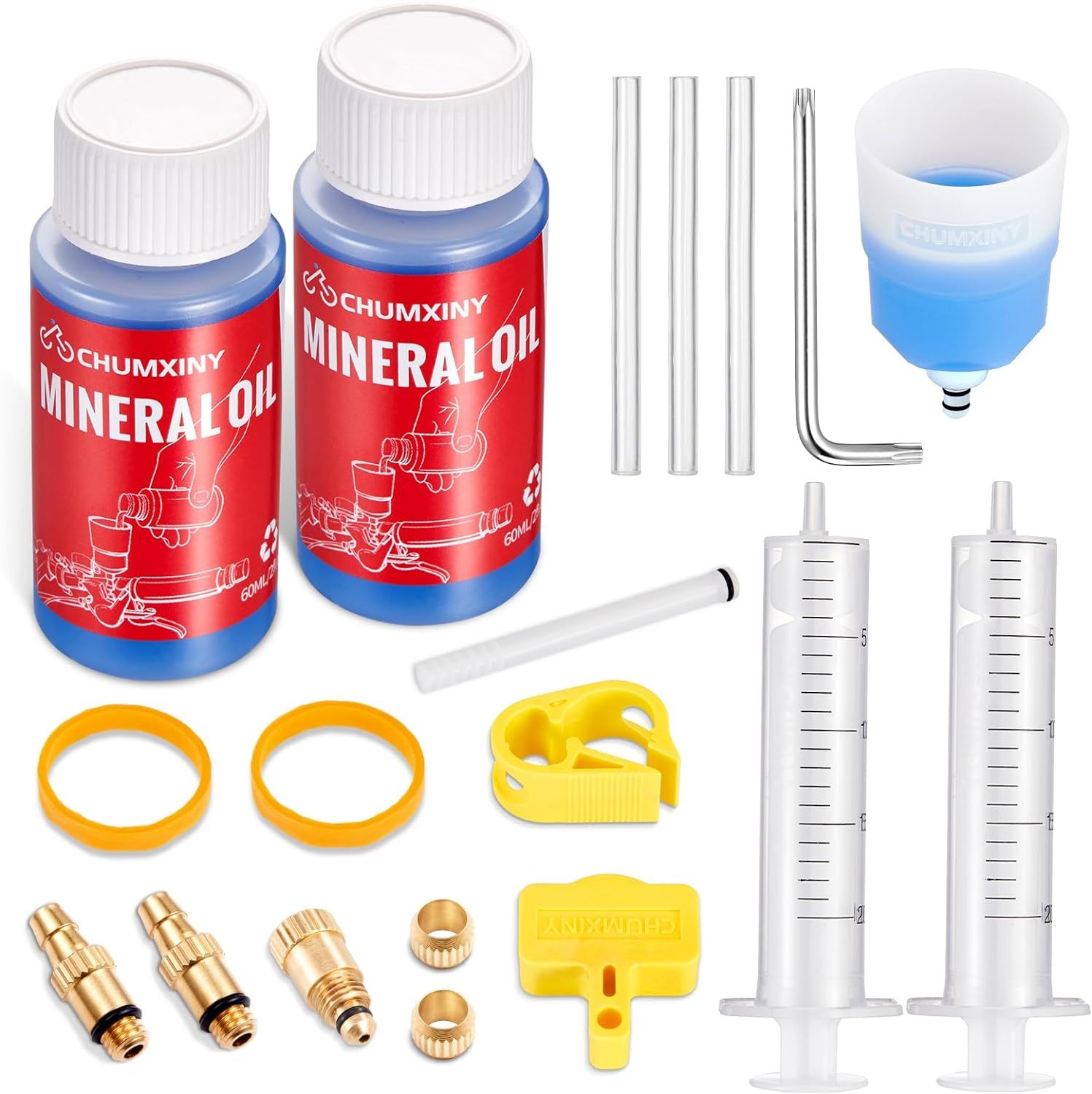 CHUMXINY bleeding kit for MAGURA disc brakes, bleeding kit Contains high-performance mineral brake fluid (120ml).