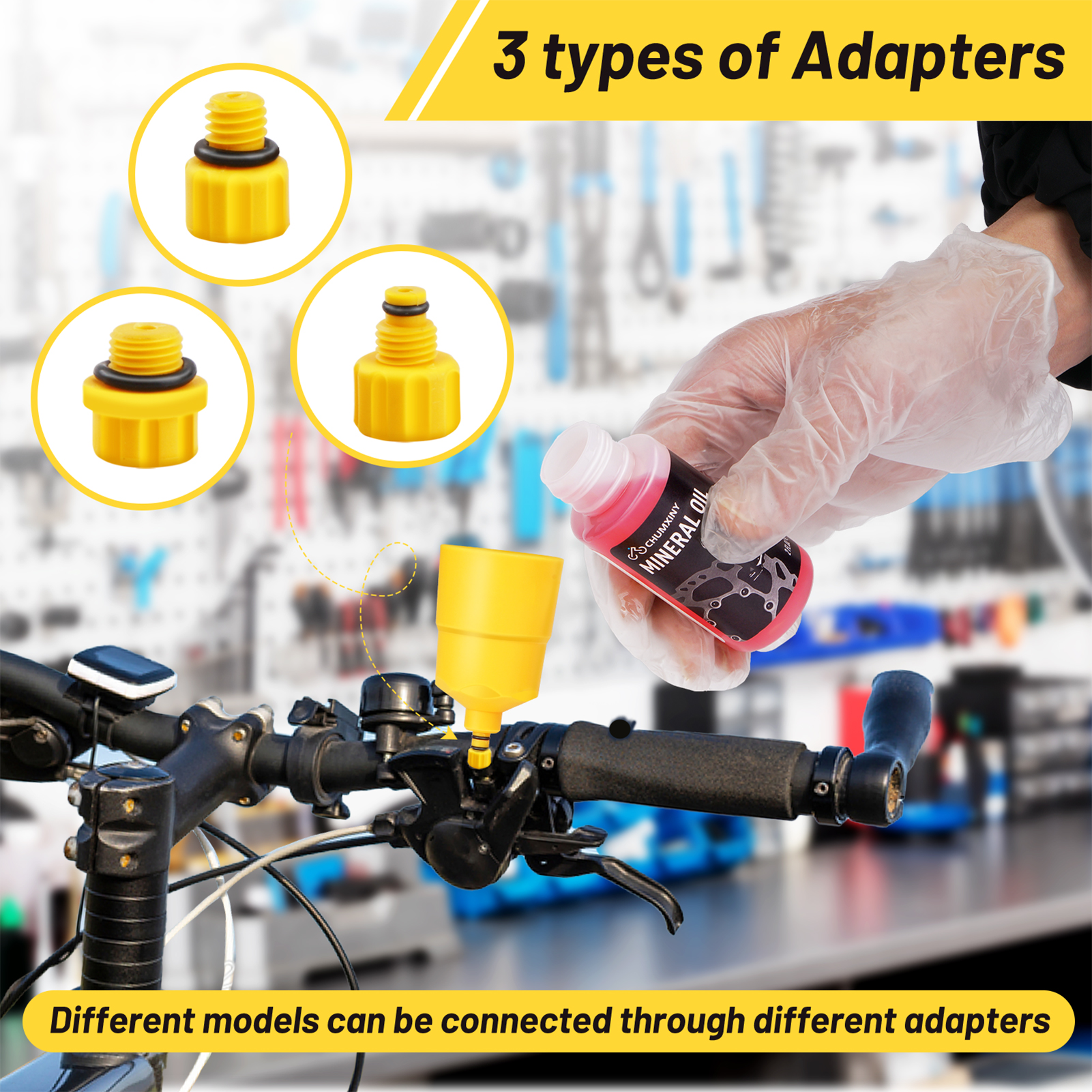 CHUMXINY Brake Bleed Kit for SHIMANO, TEKTRO Hydraulic Disc Brakes, Including High Performance Mineral Brake Fluid (120ml).