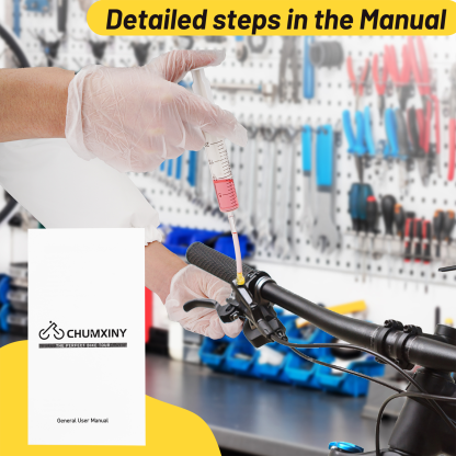 CHUMXINY Brake Bleed Kit for SHIMANO, TEKTRO Hydraulic Disc Brakes, Including High Performance Mineral Brake Fluid (120ml).